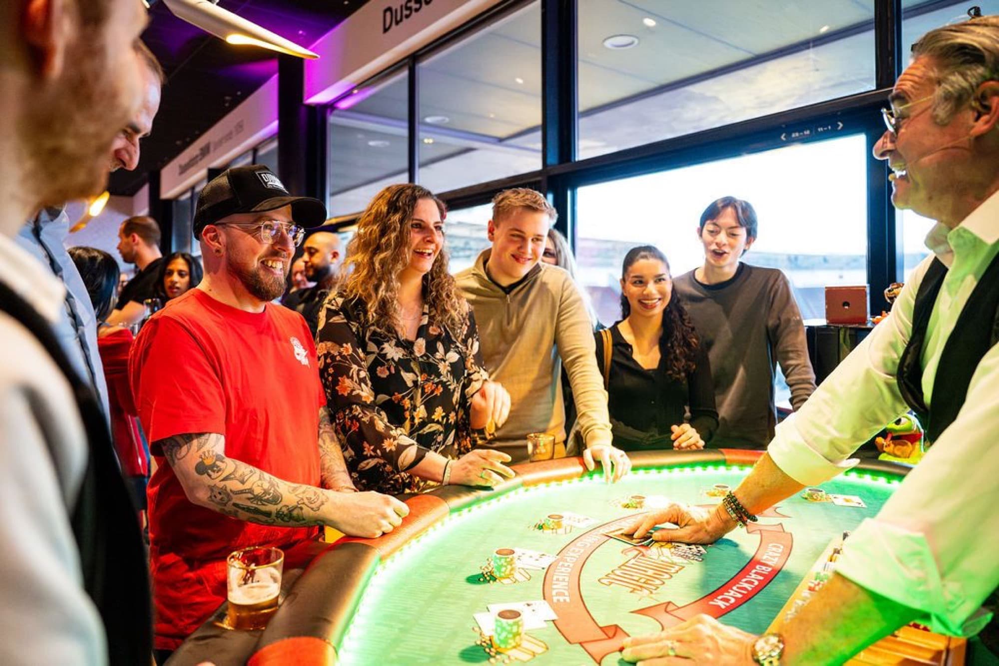 The mobile casino table among the guests